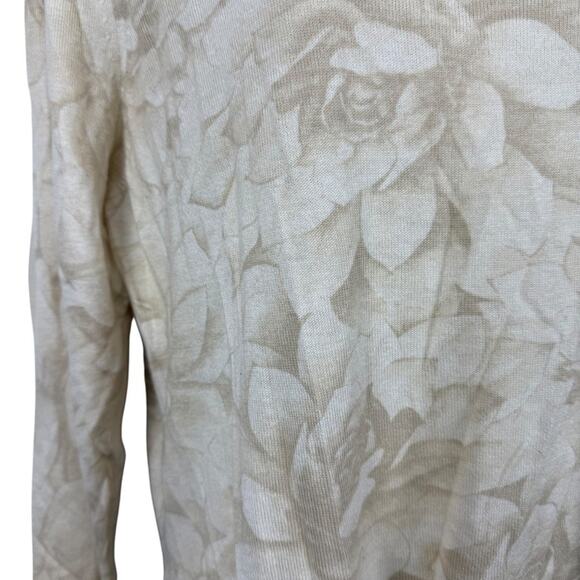 J Jill Silk Cotton Cashmere Blend Beige Ivory Floral Lightweight Sweater sz XL - Picture 6 of 16